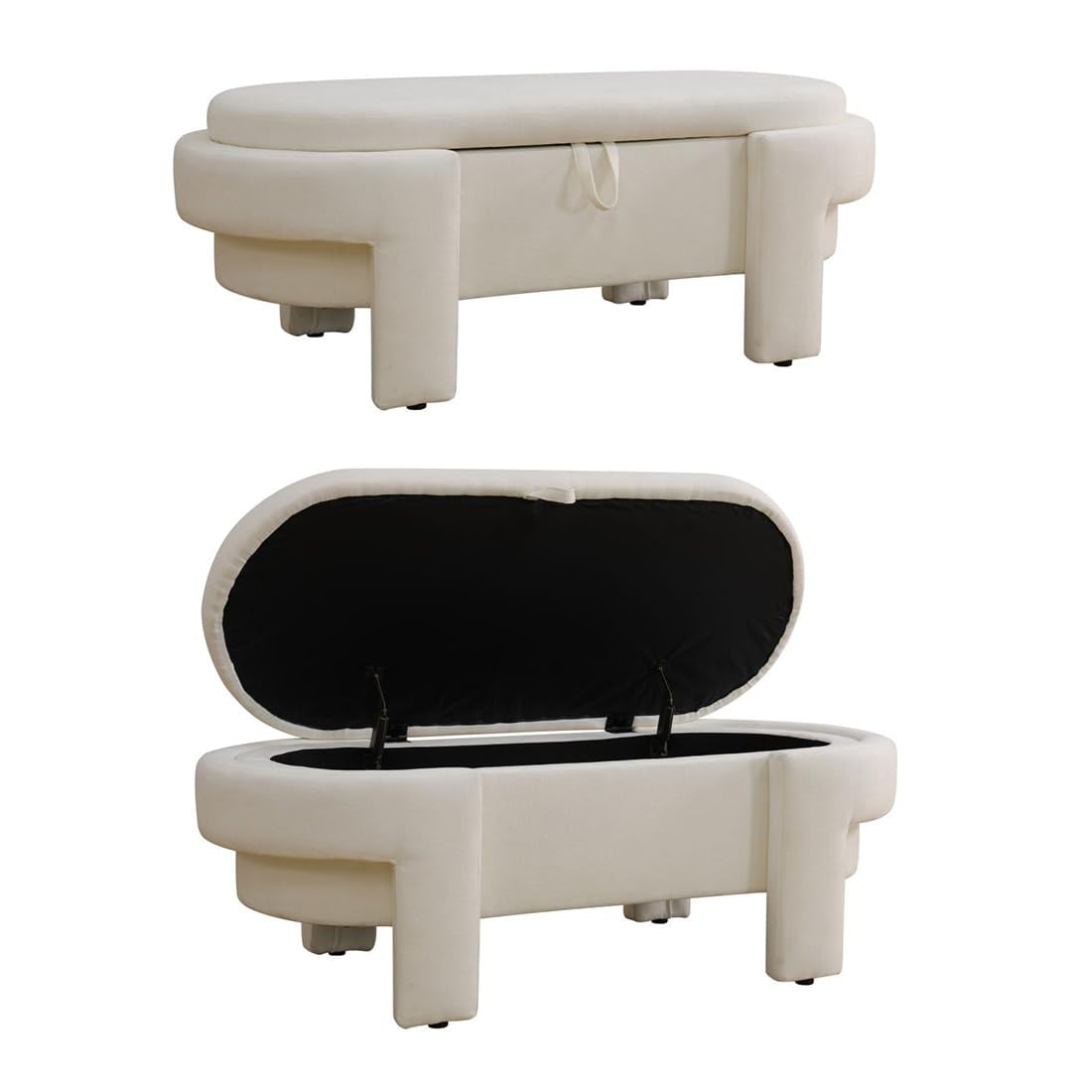 Storage Ottoman Bench Upholstered with Flip Top - Long Bench with Legs, End of Bed Storage Bench for Bedroom, Window Seat, Entryway Footrest