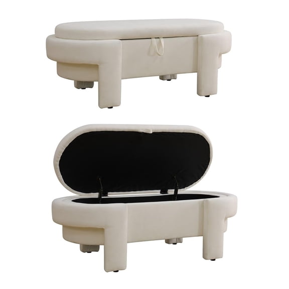 Storage Ottoman Bench Upholstered with Flip Top - Long Bench with Legs, End of Bed Storage Bench for Bedroom, Window Seat, Entryway Footrest