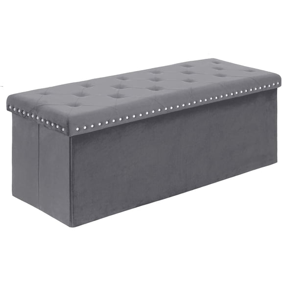 Storage Ottoman Bench with Benches Foot Rest Stool, Large Long Folding Shoes Chest for Bedroom, Living Room,(Grey) 43.3"x15.7"x15.7"