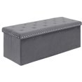 thumbnail image 1 of Storage Ottoman Bench with Benches Foot Rest Stool, Large Long Folding Velvet Toy Shoes Chest for Bedroom, Living Room,（Grey） 43.3"x15.7"x15.7", 1 of 16