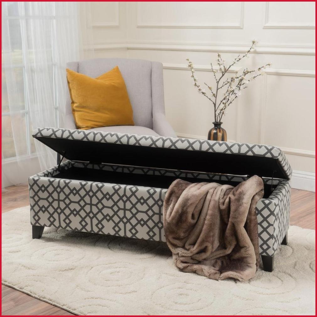 Curated visual reference: Gallery Detail: Storage Ottoman Bench With Birch Wood Frame Polyester Fabric Grey