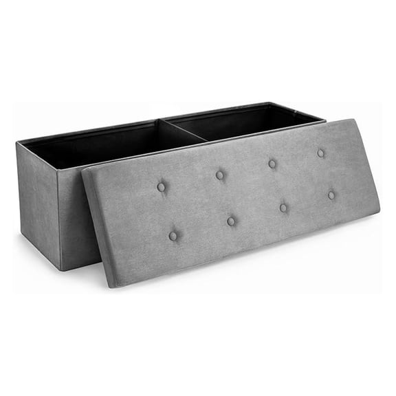 Storage Ottoman Collapsible/Folding Chest with Cover Perfect Toy and Shoe Chest, Hope Chest, Pouffe Ottoman, Seat, Foot Rest, Contemporary Faux Suede (Gray)