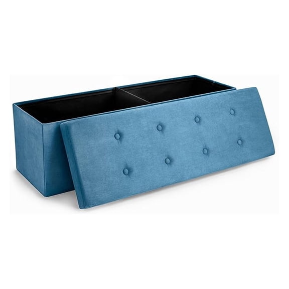 Storage Ottoman Collapsible/Folding Chest with Cover Perfect Toy and Shoe Chest, Hope Chest, Pouffe Ottoman, Seat, Foot Rest, Contemporary Faux Suede (Teal)