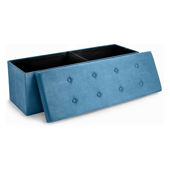 Storage Ottoman Collapsible/Folding Chest with Cover Perfect Toy and Shoe Chest, Hope Chest, Pouffe Ottoman, Seat, Foot Rest, Contemporary Faux Suede (Teal)