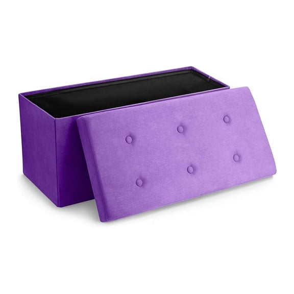 Storage Ottoman Collapsible/Folding Chest with Cover Perfect Toy and Shoe Chest, Hope Chest, Pouffe Ottoman, Seat, Foot Rest, Contemporary Faux Suede ()