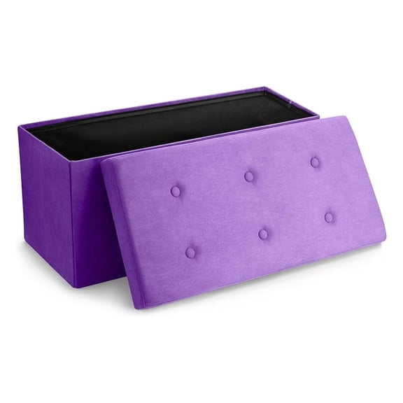 Storage Ottoman Collapsible/Folding Chest with Cover Perfect Toy and Shoe Chest, Hope Chest, Pouffe Ottoman, Seat, Foot Rest, Contemporary Faux Suede ()