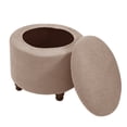 thumbnail image 1 of Storage Ottoman Cover, Slipcover For Ottoman, Footstool Cover With Elastic Bands Washable -Khaki-1pcs, 1 of 6