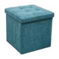 thumbnail image 1 of Storage Ottoman Cube Folding Teal Fabric for Small Space Living Room Use, 1 of 7