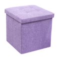 thumbnail image 1 of Storage Ottoman Cube Purple Linen Fabric Folding Single Piece for Small Space Entryway Living Room, 1 of 7