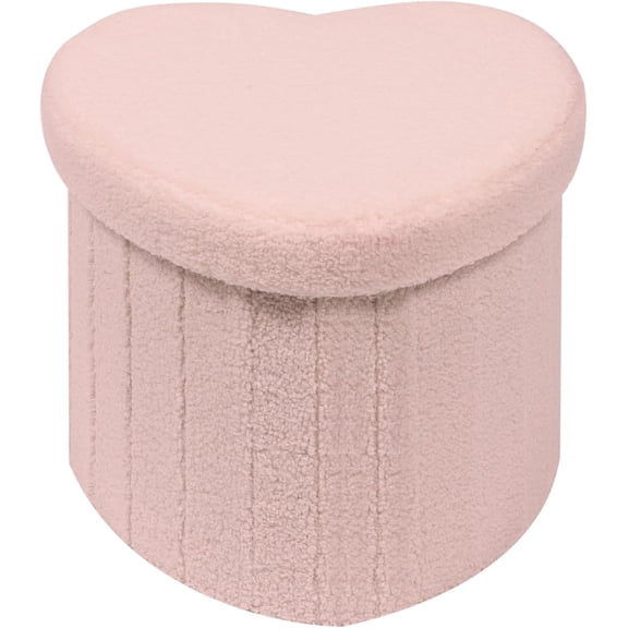 Storage Ottoman Cue, Heart Shaped Ottomans with Storage Foot Stool Footrest for Lving Room, oucle Ottoman Seat for Dorm Room,Faux Teddy , 15"x15"x15"