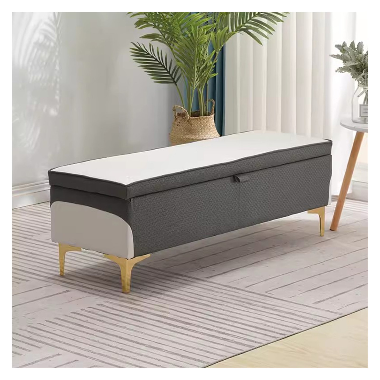 Storage Ottoman Faux Leather Extra Long Storage Bench Storage Chest ...