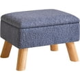 thumbnail image 1 of Storage Ottoman, Footstool, Small Foot Stool with Sturdy Wood Legs Stool, Foot Rest with Padded Seat, for Living Room Bedroom Couch Enterway 15.75''D×11.81" W×11.02" H Blue UHBD042BU, 1 of 7