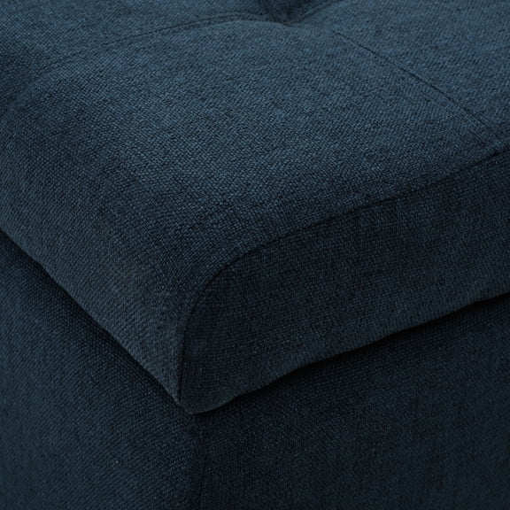 Storage Ottoman | Functional Design & Hidden Storage, Foot Rest | Waffle-Tufted Linen Ottoman | Organize Home Items Neatly