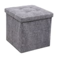 thumbnail image 1 of Storage Ottoman Gray Linen Blend Cube Single Folding for Small Space Living Room Seating, 1 of 7