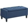 thumbnail image 1 of Storage Ottoman, Linen Upholstered Storage Bench with Lift Top and Button Tufted for Living Room, Dark Blue, 1 of 18