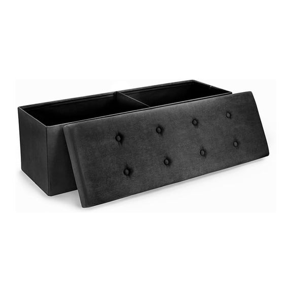 Storage Ottoman  for Living Room, Hallway, End of Bed, Bedroom 43 in Large Folding Chest Seat Trunk w/Cover  Blankets, Coffee Table, Foot Rest Tufted Linen Fabric (Black)