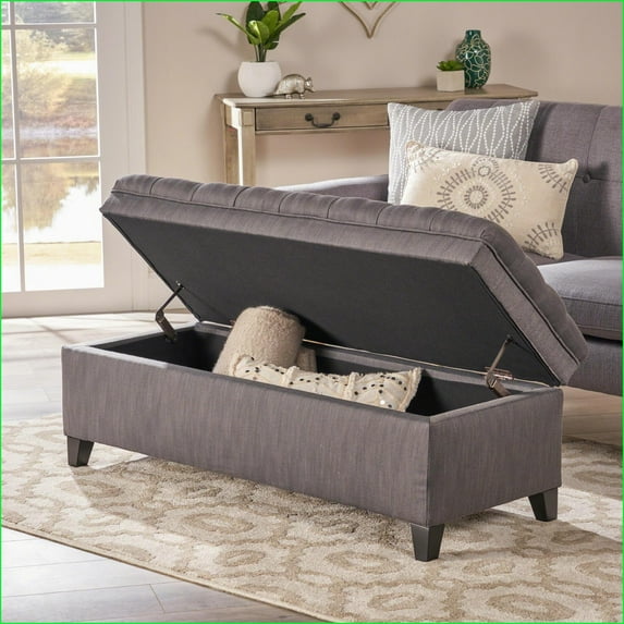 Storage Ottoman, Modern 50” Slate Gray for Living Room Storage & Seating | Fabric | Foot Stools