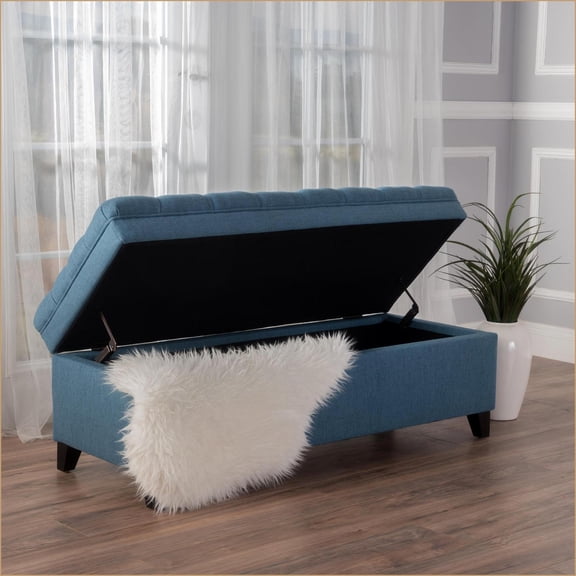 Storage Ottoman | Modern Navy Blue 50-Inch | Living Room Extra Seating & Storage | Fabric | Foot Stools