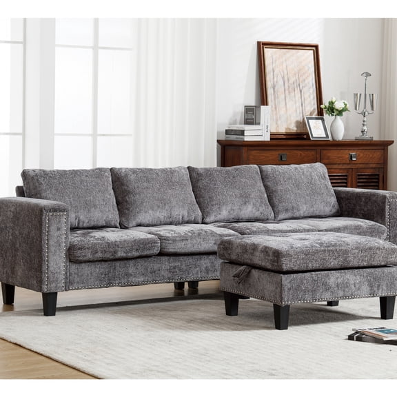 Storage Ottoman Modular Sofa for 5 People / Meet Storage and Seating Needs