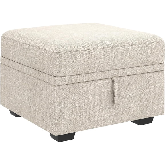 Storage Ottoman Module for Sectional Sleeper Sofa with Pull Out Bed, Movable Footrest Ottoman for Modular Couch, Beige