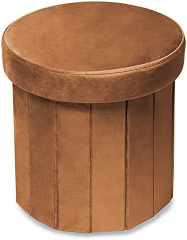 Storage Ottoman Round15 Inch, Velvet Folding Storage Boxes Footrest ...