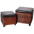 thumbnail image 1 of Storage Ottoman, Set of 2 Rattan Ottoman with Storage, Ottomans Foot Rest Pouf Ottoman Foot Stools Cube Decoration Furniture Leather Ottoman Seating Storage Bench Ottoman with Tray, 1 of 3