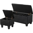 thumbnail image 1 of Storage Ottoman Set of 3, 38'' Button-Tufted Coffee Table Bench with 2pcs Nesting Foot Stools, for Living Room Couch, Bedroom, End of Bed (Black - PU Leather), 1 of 13