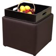 Storage Ottoman With Tray Foot Stools Ottoman Faux Leather Upholstered