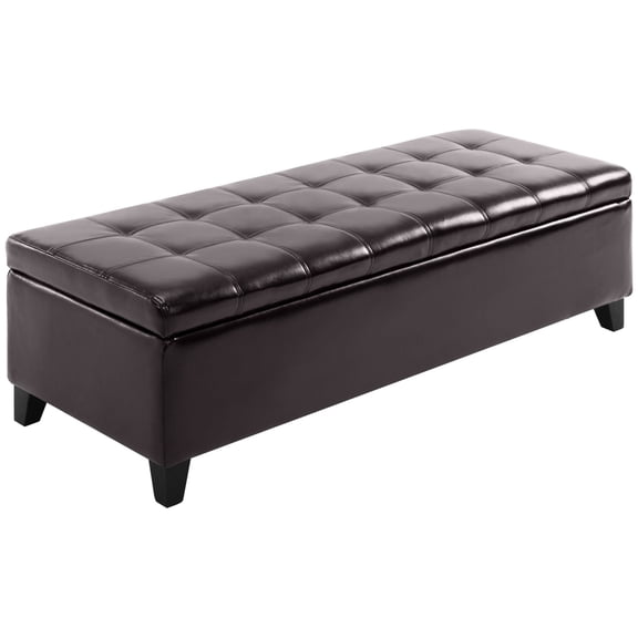 Storage Ottoman for Living and Entry | Lift - Top Feature for Easy Access, Thick Cushion | Made of PU Leather | Keeps Items Organized