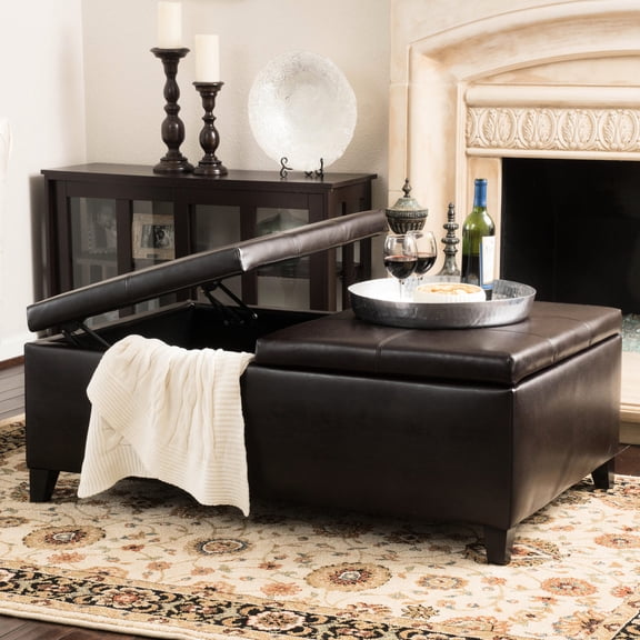 Storage Ottoman for a Neat Room | Hide Blankets, Function as Seat | Faux Leather and Wood Build | Deal with Space and Usage Challenges