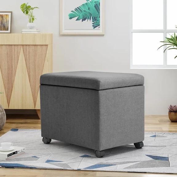 Storage Ottoman on Plastic Casters / Great for Home and Office File Management