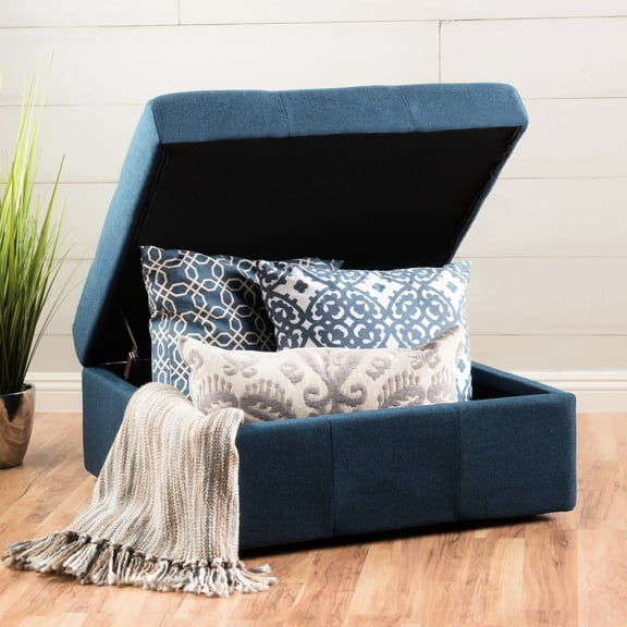 Storage Ottoman with Casters | Fits Living Room, Acts as Table | Fabric with Contemporary Design | Solves Moving Furniture Issue