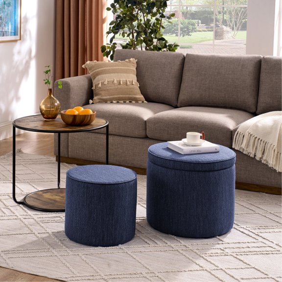 Storage Ottoman with Drum Stool / Suitable for Bedroom and Space Utilization