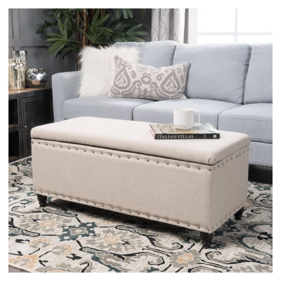 Storage Ottoman with Lid, 28 x 18 x 16 inches, Living Room Footrest, Foldable Cube Pouf for Blankets, Toys, Decorative Accent Furniture