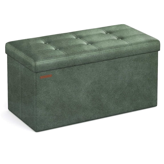 SONGMICS 30" Storage Ottoman Bench, Ottoman with Storage, Leather Storage Bench, Hold up to 660lb for Living Room