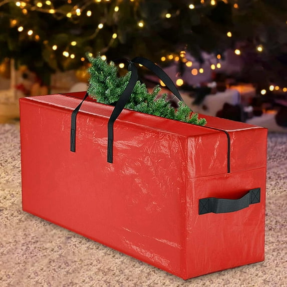Storage Pouch,Christmas Tree Storage Bag Waterproof Durable,Rolling Christmas Tree Storage Box Carry Handles,Large Christmas Tree Bag Transport Protection,Artificial Xmas Holiday Red 135x34x68cm