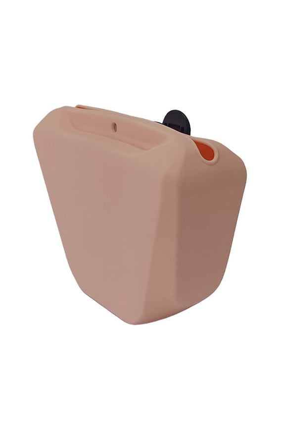 Storage Pouch Silicone Treat Bag Waist Hanging Holder Walking Snack Container Training Carrying Gear Outdoor Feeding Accessory ,Beige - 13X11.5X5Cm