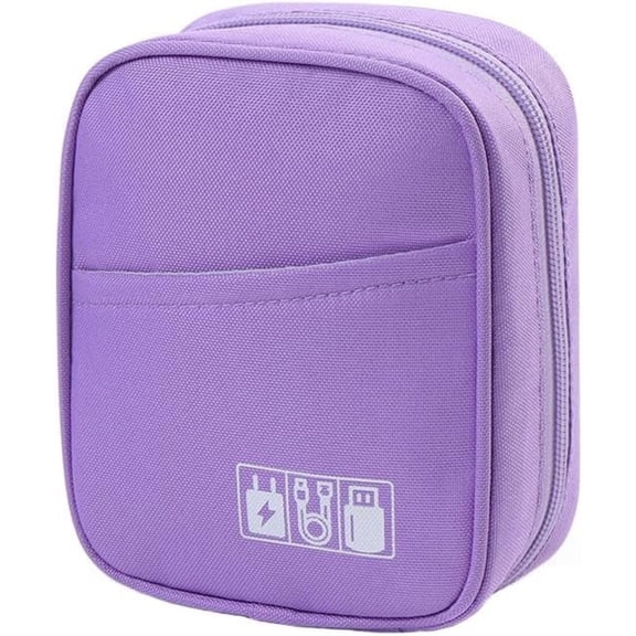 Storage Pouch for Small Electronics and Accessories,Tech Bag,Electronic Organizer Case Compatible with Laptop Charger,Mouse,Cables,Hub,Power Bank,Earphone,Toiletries Cosmetics (Purple)