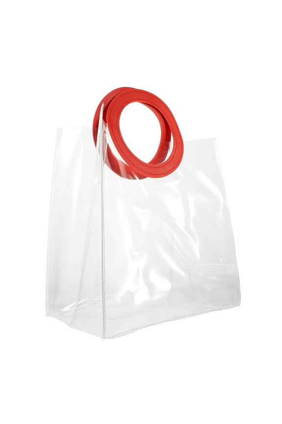 Square Bottom Storage Bag Transparent Red 1Set 15.7X10.2X0.4In