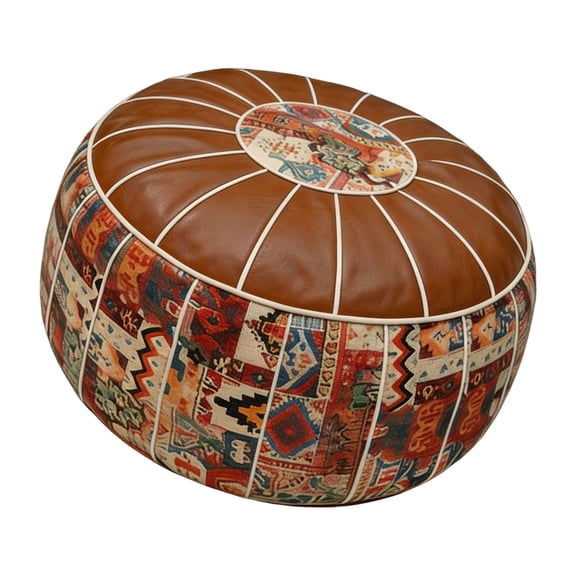 Storage Pouf Ottoman Round Cushioned Home Stool for Blanket Organization, Low Profile Foot Rest Stool in Small Living Areas, 53 x 35 cm