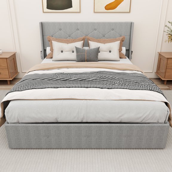 Storage Queen Bed Frame Style - Contemporary Chic, Materials Size Model Chic Wingback,