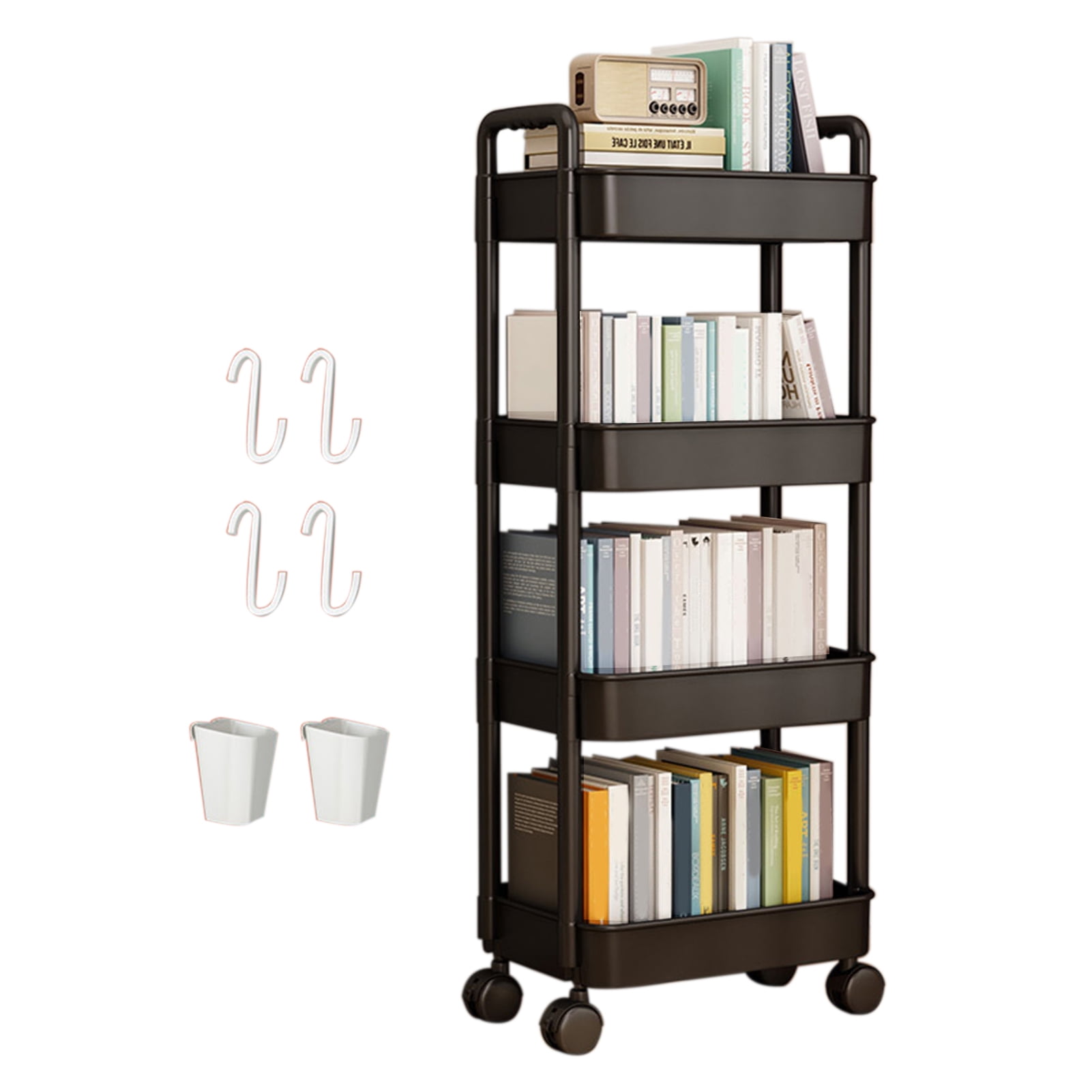 Storage Rack 4Tier Rolling Cart with Wheels Sturdy Construction Large