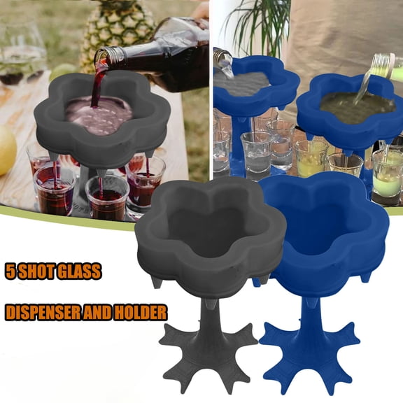 Storage Rack,5 Shot Glass Dispenser and Holder -Dispenser For Filling Liquids Shots Dispenser