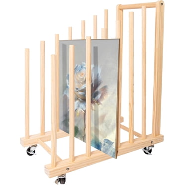 MEEDEN Wood Large Print Rack, Artist Storage Rack with Castors, Art ...