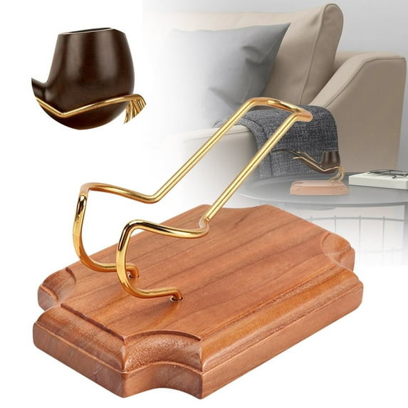 Storage Rack Clearance! Huayishang Pipe Stand Holder Single/2/3/4/5 Holder Creative Pipes Display Stand Solid Wood Handmade Great Decoration for Tabletop or Desk, 1*Solid Wood Pipe Rack