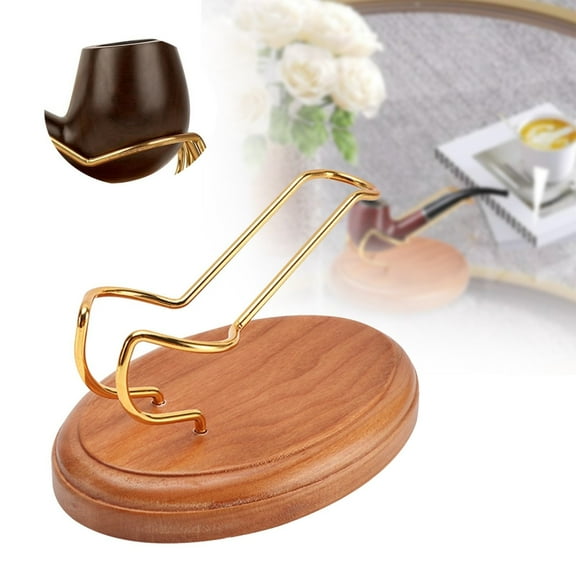 Storage Rack Clearance! Huayishang Pipe Stand Holder Single/2/3/4/5 Holder Creative Pipes Display Stand Solid Wood Handmade Great Decoration for Tabletop or Desk, 1*Solid Wood Pipe Rack