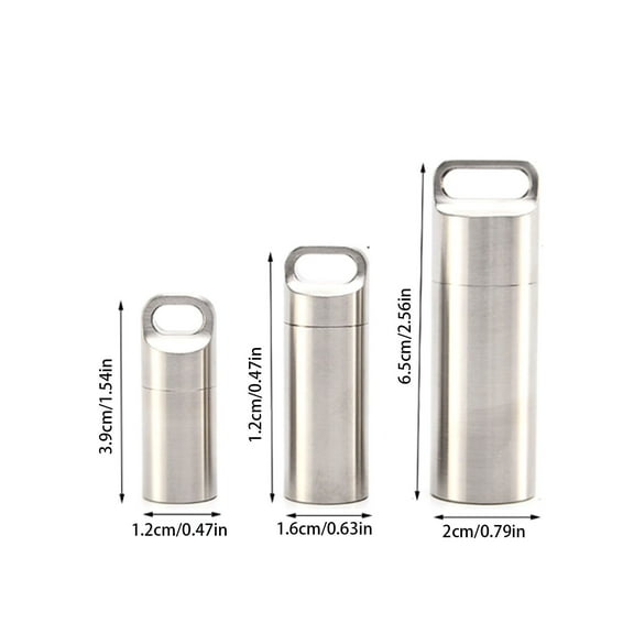 Storage Rack Clearance! Stainless Case Keychain Sealed Capsule Holder Box Portable Case Container for Men Women Purse Pocket