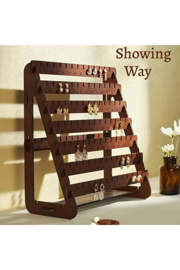 On Sale Miayilima Rack,Display Rack *1,Earring Display Wood Earring Stand Organizer Stud Earrings Tower Jewelry Organizer Holder for Stud Hook Earrings Organizer