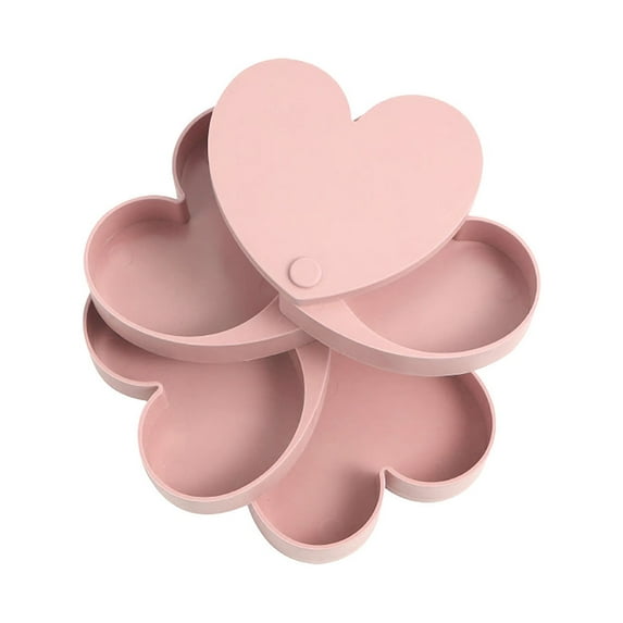 Storage Rack,Earring Jewelry Storage Box Storage Rack With Mirror Rotating Heart Storage Box