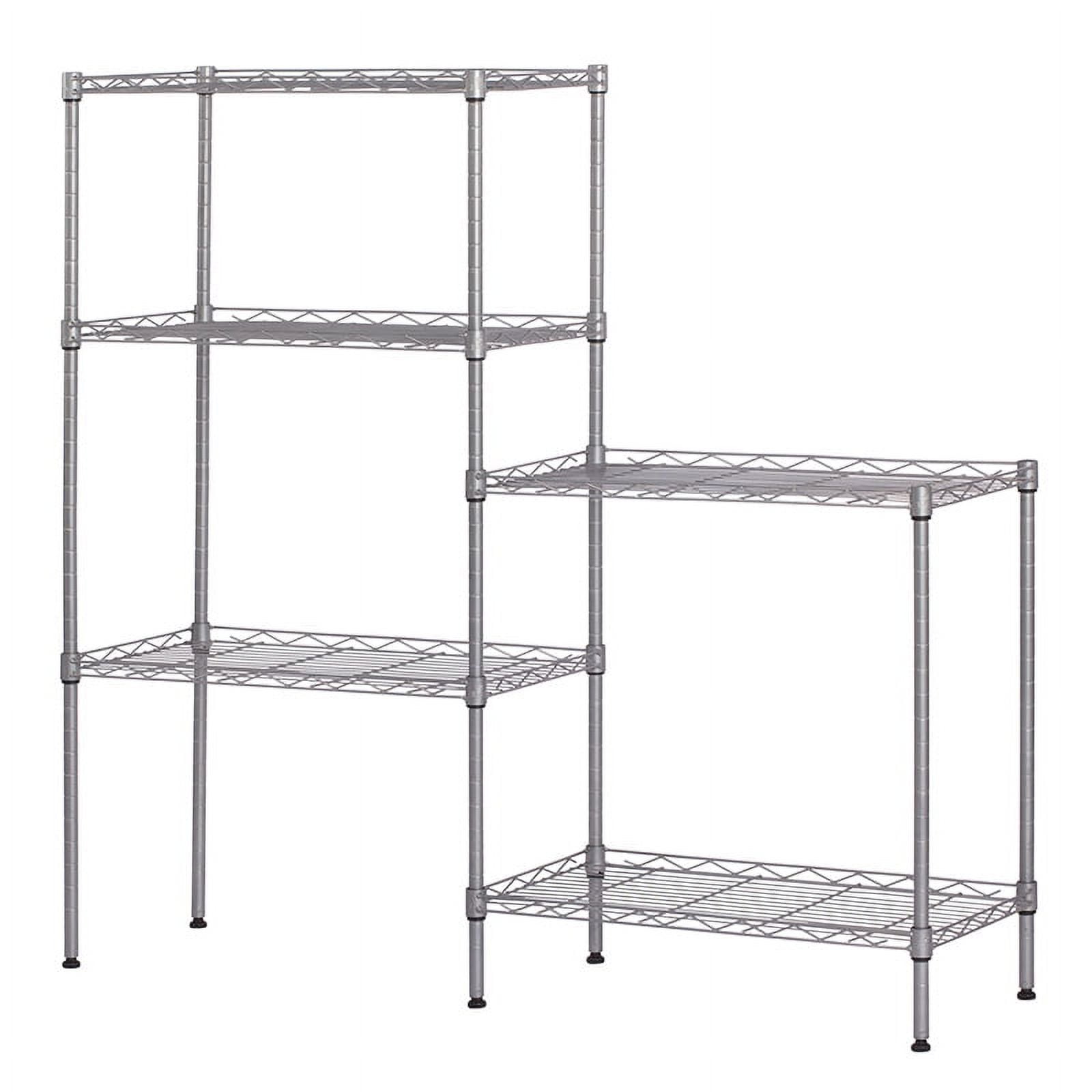 Storage Rack Floor Standing Carbon Steel Changeable Assembly, Silver